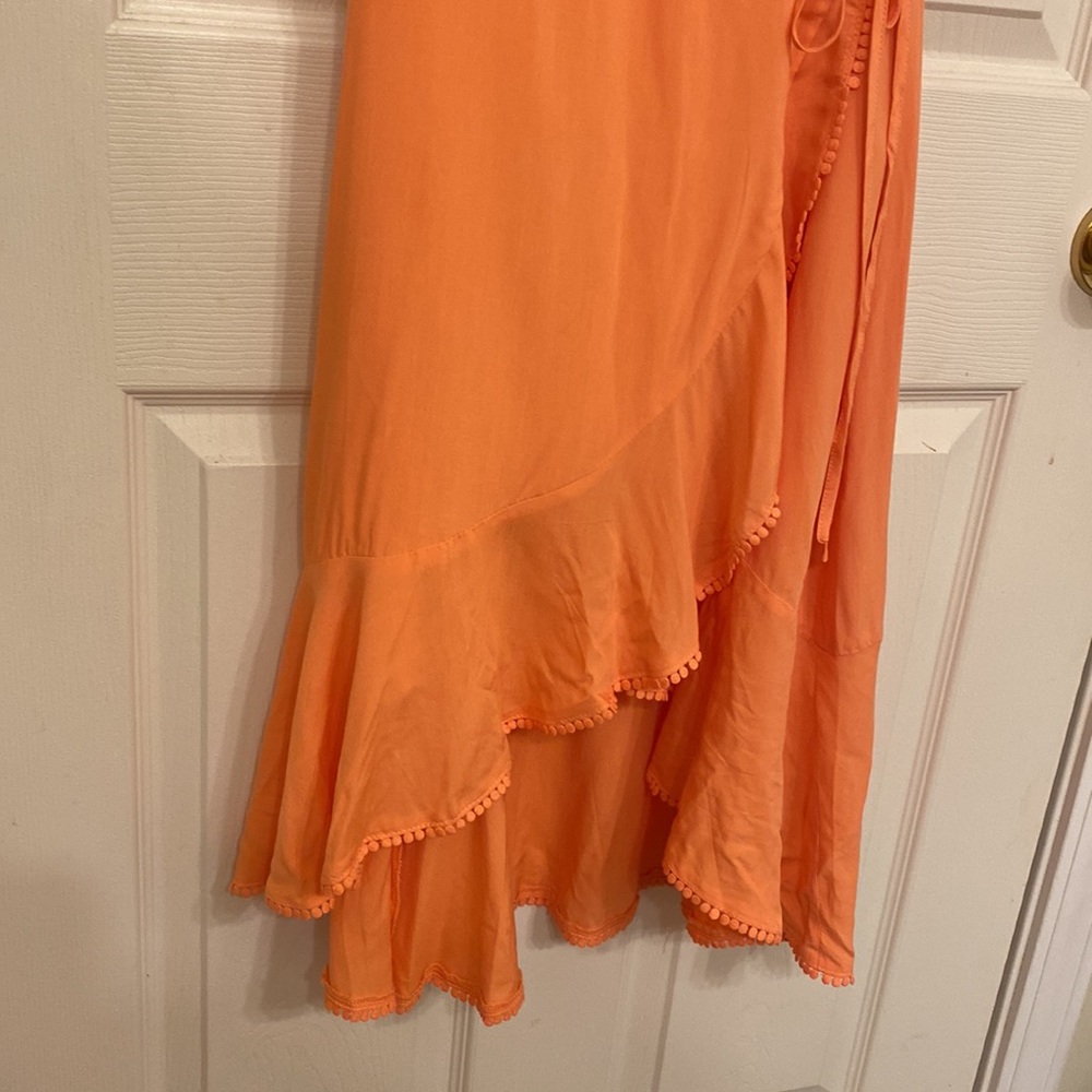 *NWT* Lulus Adeleine Peach Wrap Midi Dress - Picture 9 of 11